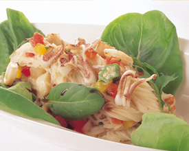 Somen Salad with Seafood and Summer Vegetables