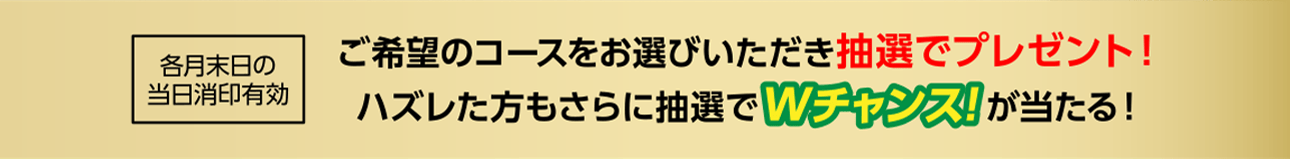 [各月末日の当日消印有効]ご希望のコースをお選びいただき抽選でプレゼント！ハズレた方もさらに抽選でＷチャンス賞が当たる！