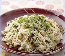 高菜とひき肉のピリ辛そうめん